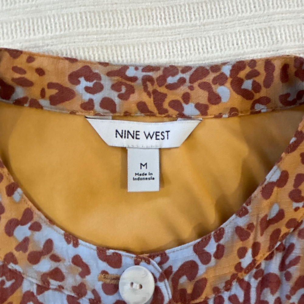 Nine West Leopard Print Sleeveless Mini Shirt Dress with Pockets - Picture 3 of 11